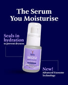 Velvi Mizu serum bottle with promotional text on a dark blue background . best serum for glowing skin Pakistan