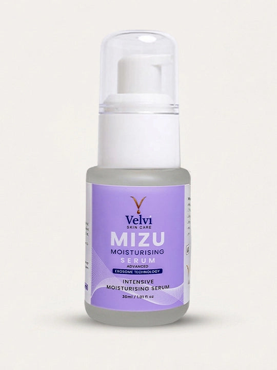Velvi Mizu Moisturizing Serum bottle on a light gray background